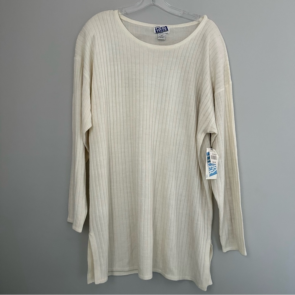 Laura Tyler For Women Vintage Cream Long Sleeve Acrylic Soft Top 2x
